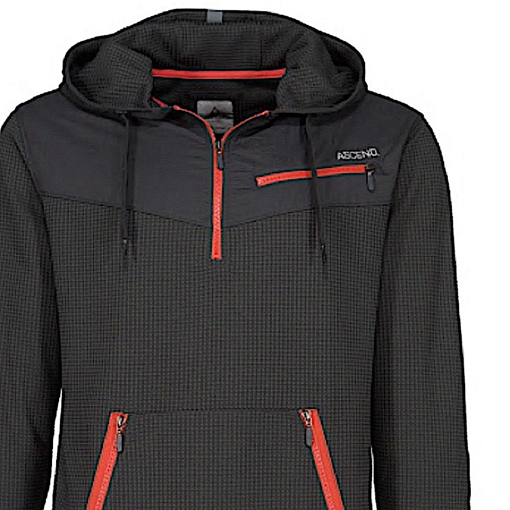 COLUMBIA ASCEND Hoodie CHUNK WAFFLE Long Sleeve Jacket Zip Gray Orange XXL 2XL